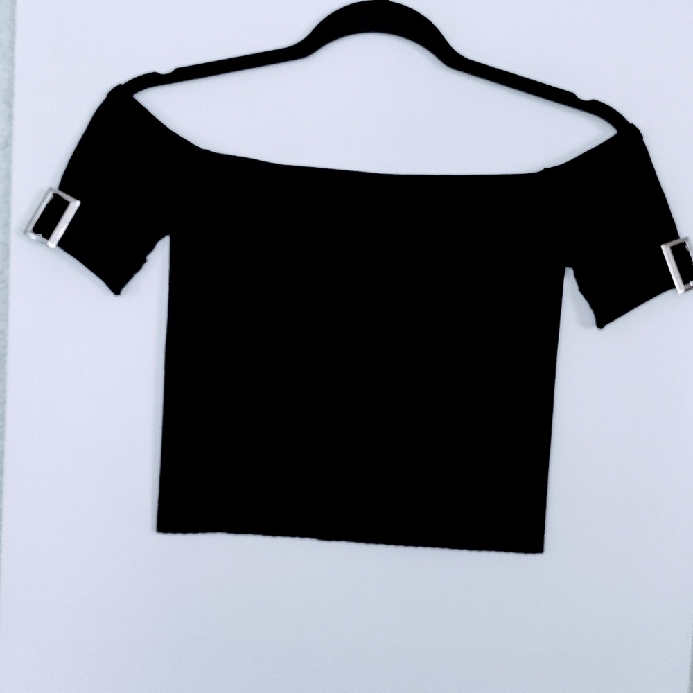 Super Stretchy Off the Shoulder Embellished Crop Top